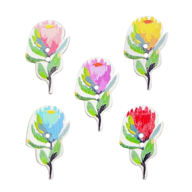 EGNMCR 50Pcs Lot Wooden Buttons Sewing 2-holes Scrapbooking Button Crafts Flower Shape a Buttons