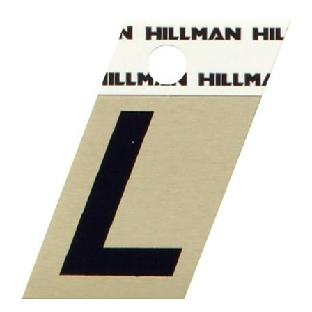 Hillman Group 840516 1.5 in. Black & Gold Glossy Aluminum Angle-Cut Adhesive Letter - L -  6 Piece