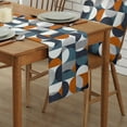 thumbnail image 2 of Table Runner Dresser Scarves 90 Inch Long, Nordic Mid Times Geometric Art Linen Dining Table Runners Blue Orange White Grey Semicircle Tabletop Scarf for Wedding Holiday Party Kitchen, 2 of 7