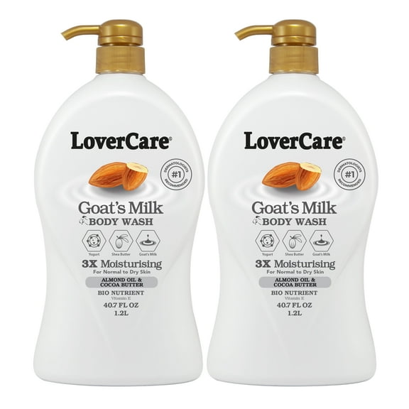 2-Pack LoverCare Goat's Milk Almond Oil & Cocoa Butter Body Wash 40.7 fl oz (1200ml)