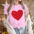 thumbnail image 5 of mihongmao Valentine Tops Women Casual Round Neck Short-sleeved Christmas Tree Printed T-shirt Pink S, 5 of 6