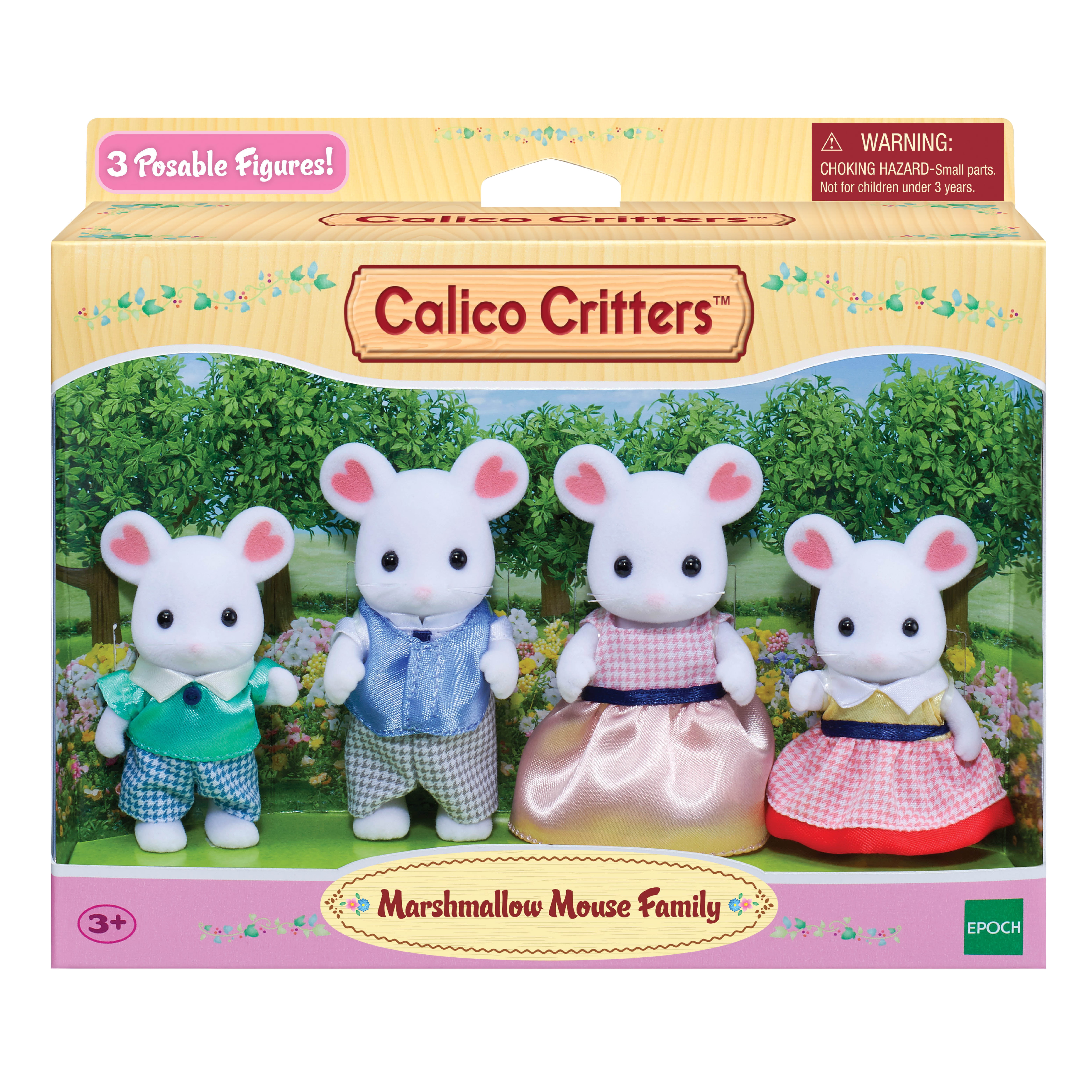 Calico Critters Marshmallow Mouse Family, Set of 4 Collectible Doll Figures