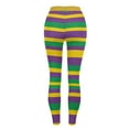 thumbnail image 5 of Vekome Womens Leggings Plus Size Mardi Gras High Waisted Yoga Pants Seamless Striped Lightweight Running Tights Multicolor L, 5 of 7