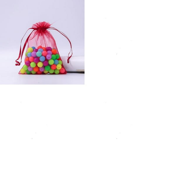 1set 50pcs Rectangle Organza Drawstring Bags FireBrick 9x7cm