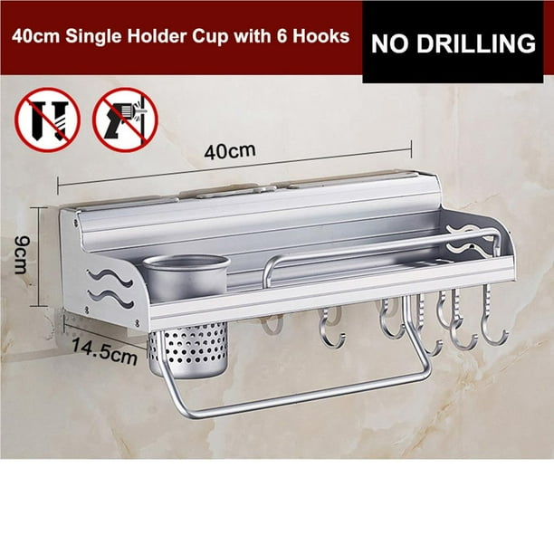 Kearding Estante para especias de montaje en pared, soporte organizador de herramientas de cocina, estante de almacenamiento colgante sin perforaciones de Almacenamiento y organización del hogar Kearding HA023170-00