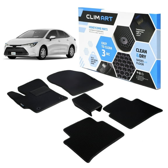 CLIM ART All-Weather Car Floor Mats Compatible with Toyota Corolla 2020-2026 Sedan, Custom-Fit Heavy-Duty Floor Liners for Cars & SUVs, Car Accessories for Men & Women, Black - FL011318011
