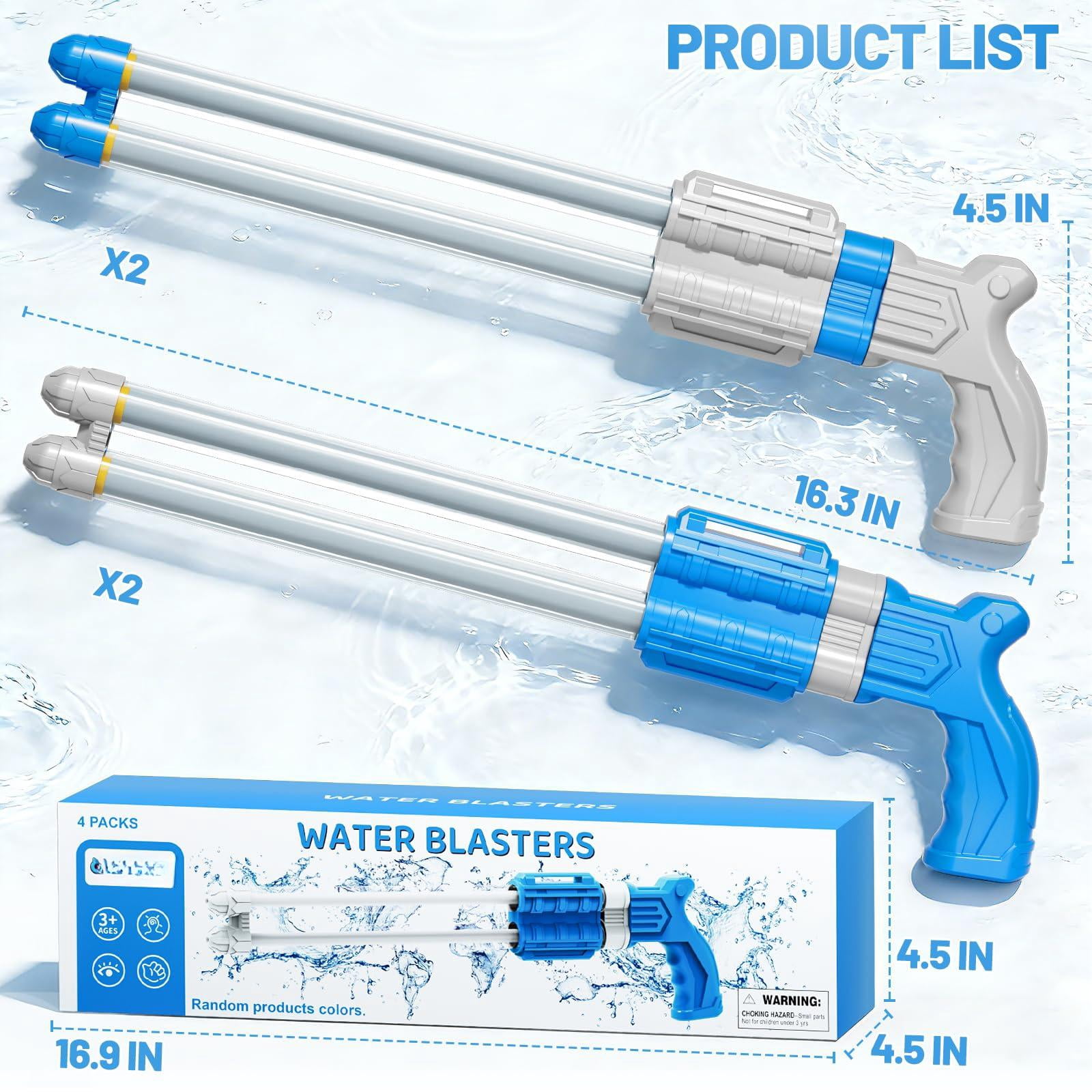 4 Packs Double-nozzles Water Blaster Toys For Outdoor Summer Play