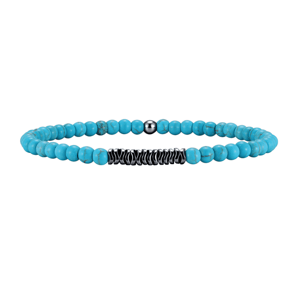 VNOX Men’s Beaded Bracelet – Polished Beads with Steel-Tone Accent | Stretch Fit | Minimalist Wristwear