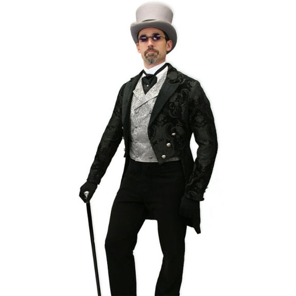 Velvet Suit Jacket And Pants Tailcoat - Paisley Black Tail Tuxedo