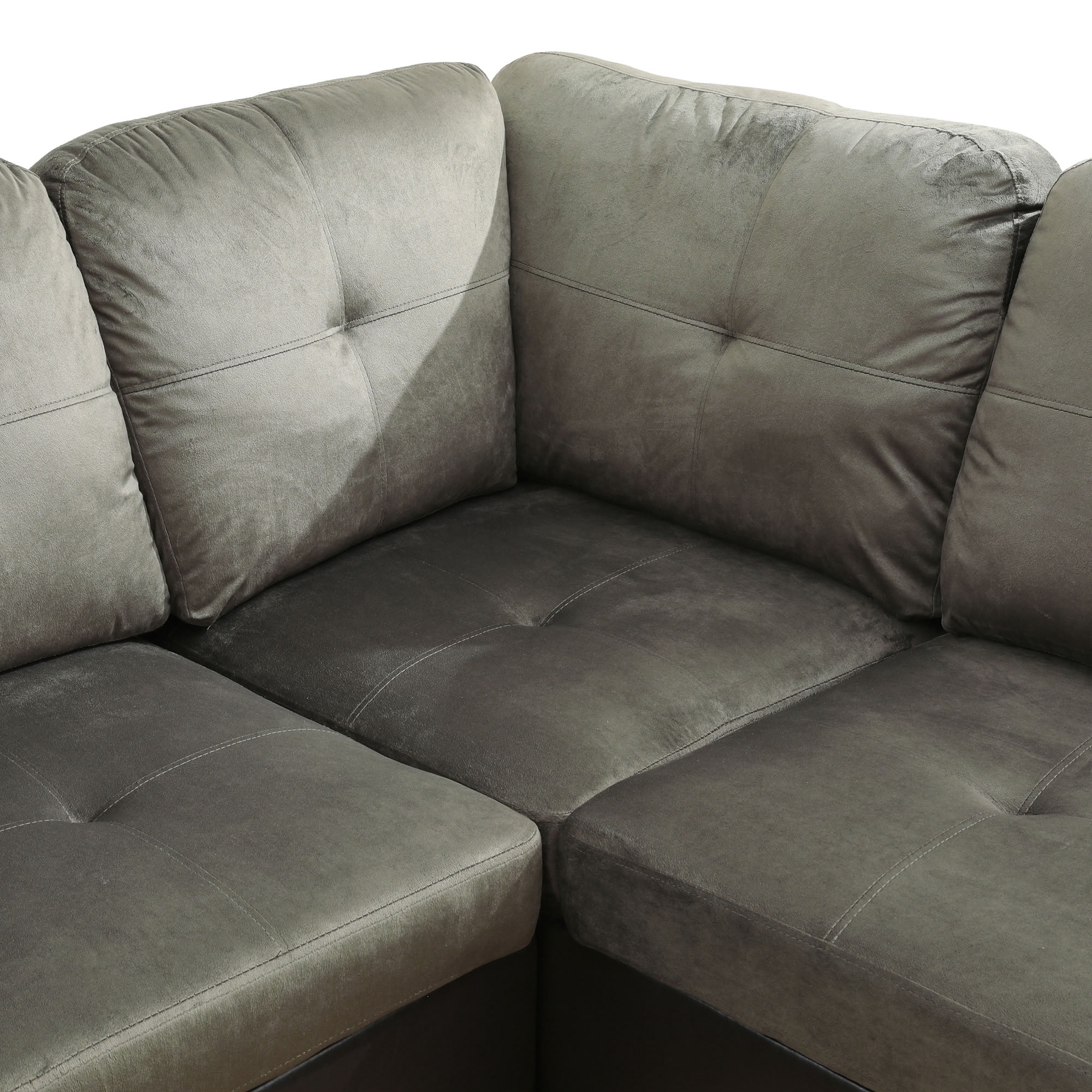 MAYEERTY L-Shaped Sectional Sofa Set, Flannel Modular Couch with Storage Ottoman & Chaise for Living Room Family Room, Taupe