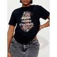 thumbnail image 1 of Camisetas con gráficos clásico para mujeres y adolescentes y niñas, playera de verano con estampado estéticoWomen's "Broken Crayons Still Color" Graphic Tee - Casual Black Short Sleeve T-Shirt with, 1 of 7
