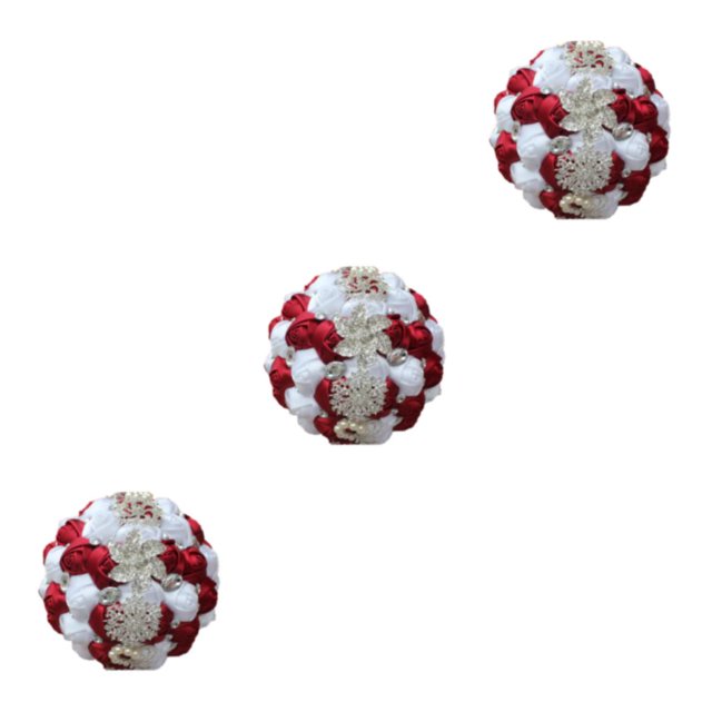 Baohd Wide Application Wedding Bouquets Elegant For All Occasions Low Maintenance wine red+ white 3Set