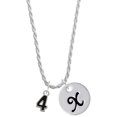thumbnail image 1 of Delight Jewelry Silvertone Black Number - 4 Silvertone Script Initial Disc - X - Charm Necklace, 20"+3", 1 of 1