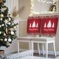 thumbnail image 3 of Merry Christmas Chair Covers Set of 4 Xmas Tree Poinsettia Berry Pinecone Red Chair Back Covers Stretch Removable Washable Slipcovers Protector for Dining Room Kitchen Party Decor, 3 of 5
