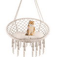 thumbnail image 3 of 2PCS *Hanging Swinging Macrame Chair, 330LBS Heavy Duty, 31.5" Wide Cotton Seat, Knitted Rope and Steel O-Rings for Bedroom Patio Balcony Indoor Outdoor (Black), 3 of 8