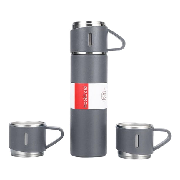 Botella de vacío portátil, termo, infusor de té, para la escuela, picnic, coche 1 juego gris