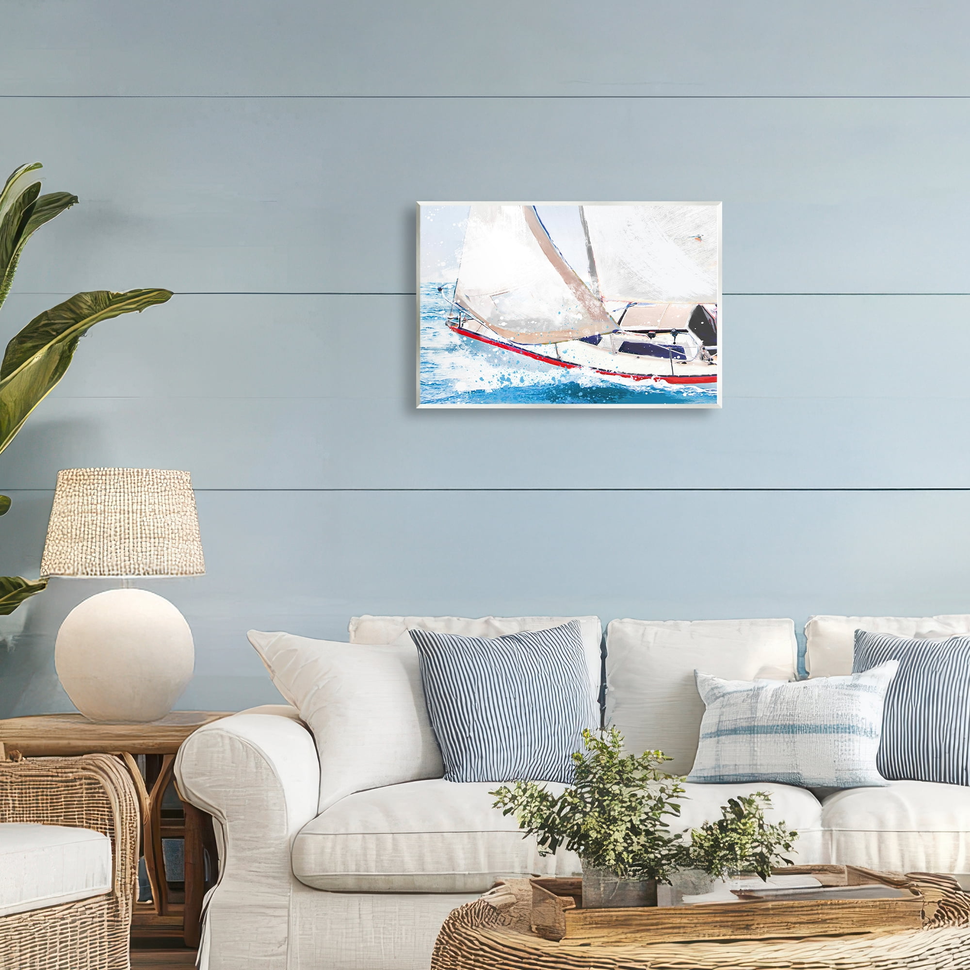 Stupell Industries Sailboat Racing Through Blue Waves Wall Plaque Art, design by Porter Hastings