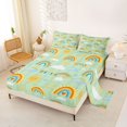 thumbnail image 2 of Manfei Grid Sky Queen Sheets, Moon Star Rainbow Queen Sheet Sets, Green, 4 Pieces, 1 Flat Sheet, 1 Fitted Sheet and 2 Pillowcases, 2 of 6
