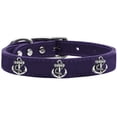 thumbnail image 2 of Silver Anchor Widget Genuine Leather Dog Collar Purple 26, 2 of 3