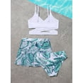 thumbnail image 6 of WIBACKER Tween Girls' Swimsuits 3 Piece V-Neck Criss Cross Bikini Swimwear with Chest Pad and Beach Skirt, 6 of 8