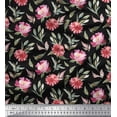 thumbnail image 1 of Soimoi Black polyester Crepe Fabric Leaves & Peony Floral Print Sewing Fabric Yard 42 Inch Wide, 1 of 3