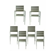 Pangea Home Breeze 35" Aluminum Frame Dining Chairs in Gray (Set of 6)