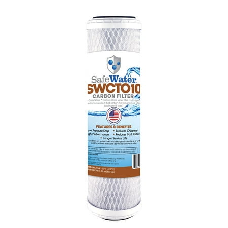 

SafeWater 2” X 10” Replacement Carbon Water Filter | CTO Block | Replacement Reverse Osmosis System Filters for Steps 2 and 3 | High Performance and Longer Service Life