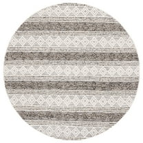 SAFAVIEH Natura Elinor Geometric Striped Area Rug, Ivory/Black, 6' x 6' Round