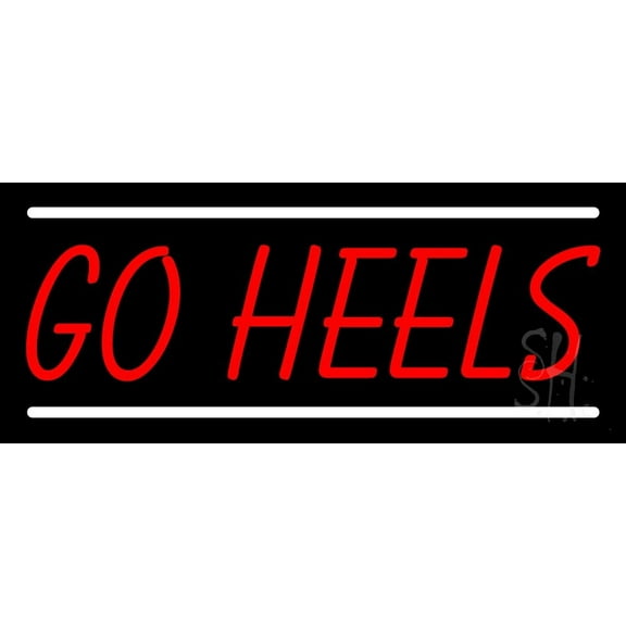 Red Go Heels LED Neon Sign 6 x 15 - inches, Black Square Cut Acrylic Backing, with Dimmer - Bright and Premium built indoor LED Neon Sign for store interior Décor, Storefront.