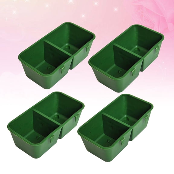 GARVALON 15Pcs Green Plastic Feeding Trough for Birds Feeding Groove 4.7x1.4x1.4in