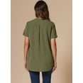 thumbnail image 3 of DARING DIVA Women's Loose Fit Dressy Curved Hem Casual Tunic Top Army Green XS, 3 of 6