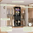 thumbnail image 4 of Besiost Closet System, 4-8 FT Closet Organizer Systems with 2 Wooden Drawers and 5 Hanging Rods, Can Fit 60 to 96 inch Walk-in Closet System, Black, 4 of 14
