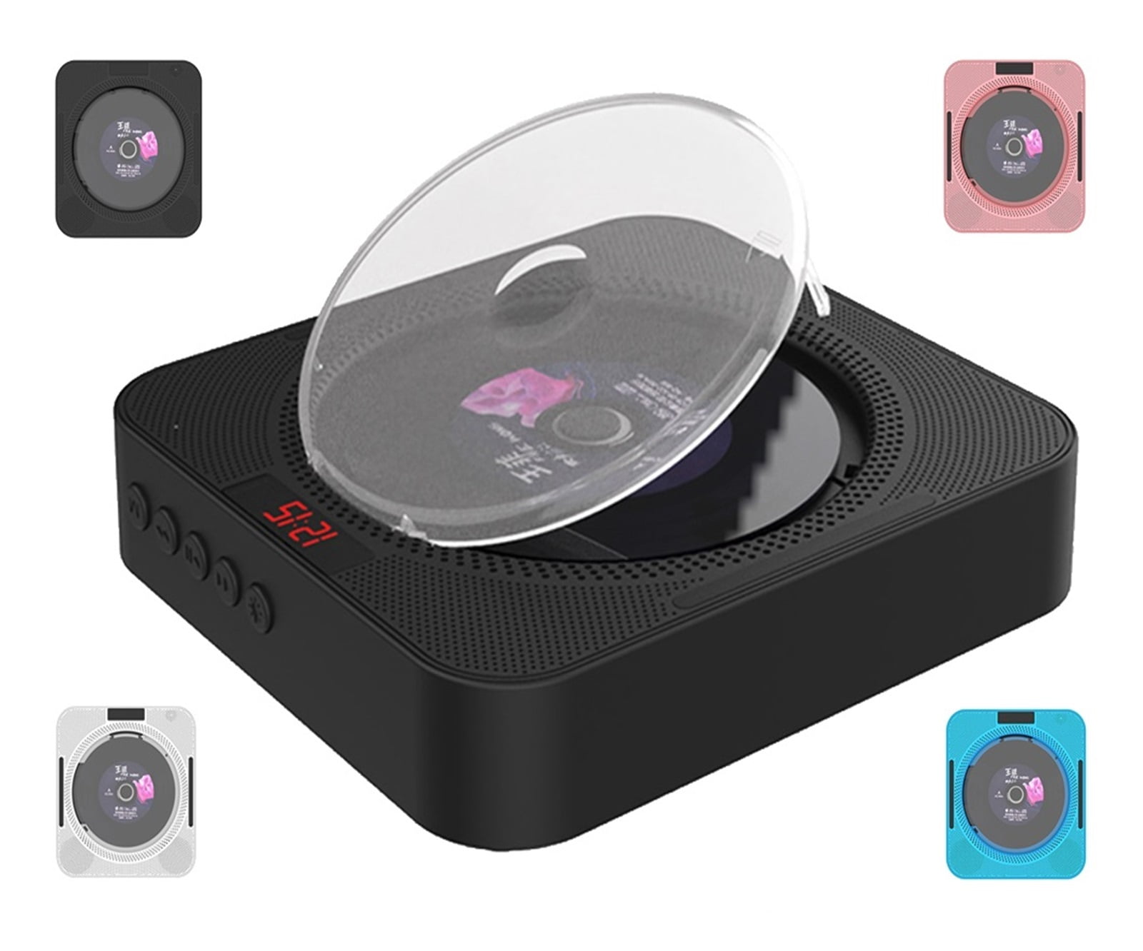 Portable CD Player Wall Mountable CD Music Player Remote Control FM Radio HiFi Speaker With USB 3.5mm LED Screen ,Easy to Use