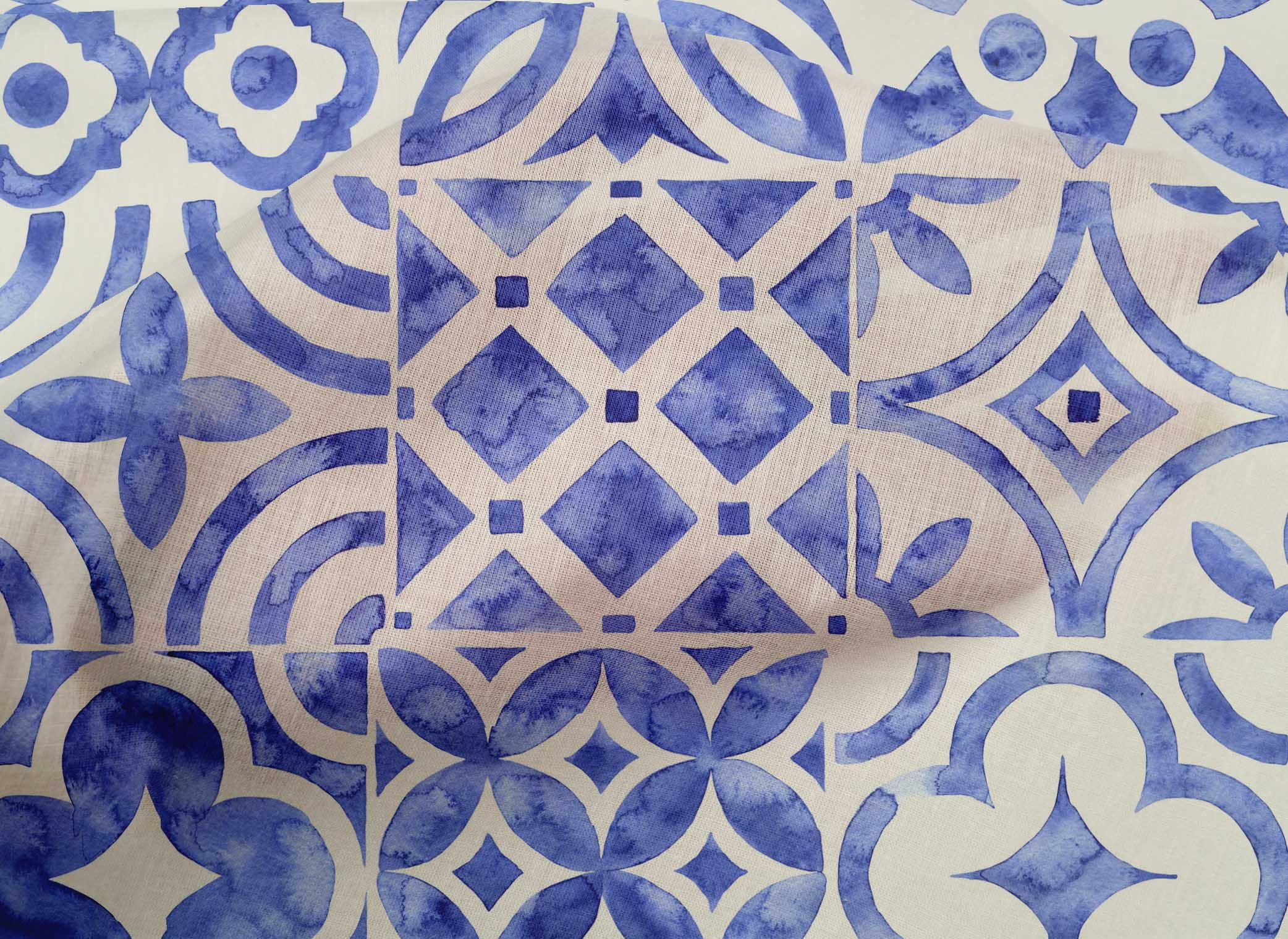 oneOone Cotton Poplin Blue Fabric Floral Sewing Fabric By The Yard Printed Diy Clothing Sewing Supplies 42 Inch Wide