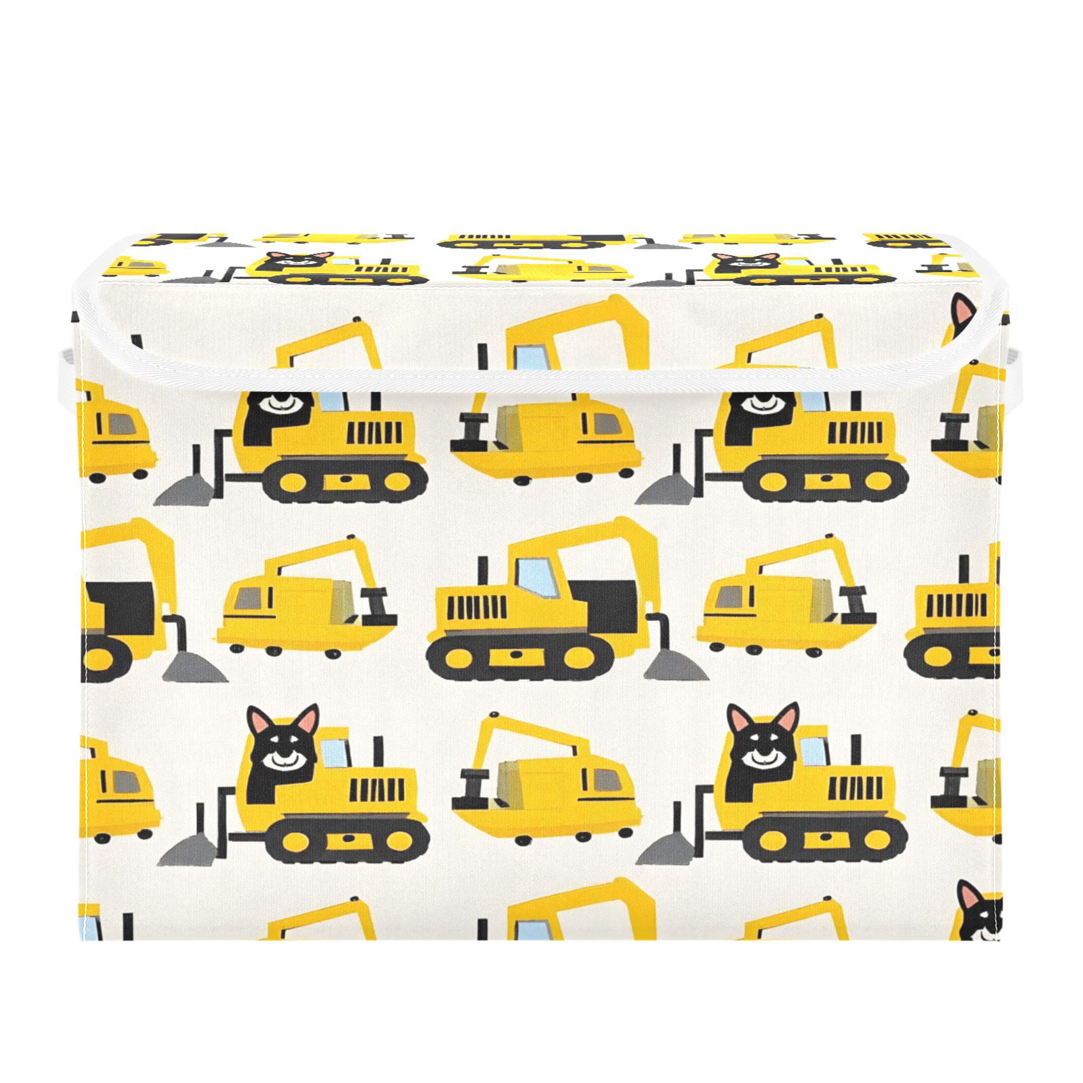 Ryvnso Husky Dog in Truck Large Lidded Foldable Storage Baskets Cubes Boxes Lids Bin for Home