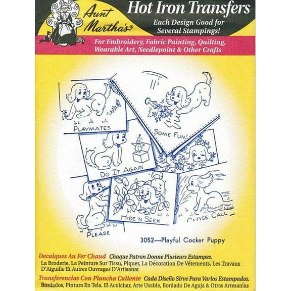 Playful Cocker Spaniel Puppy Aunt Martha's Hot Iron Embroidery Transfer