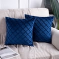 thumbnail image 5 of Phantoscope 18"x18" Velvet Pleated Checker Decorative Pillow, Navy Blue, 5 of 6