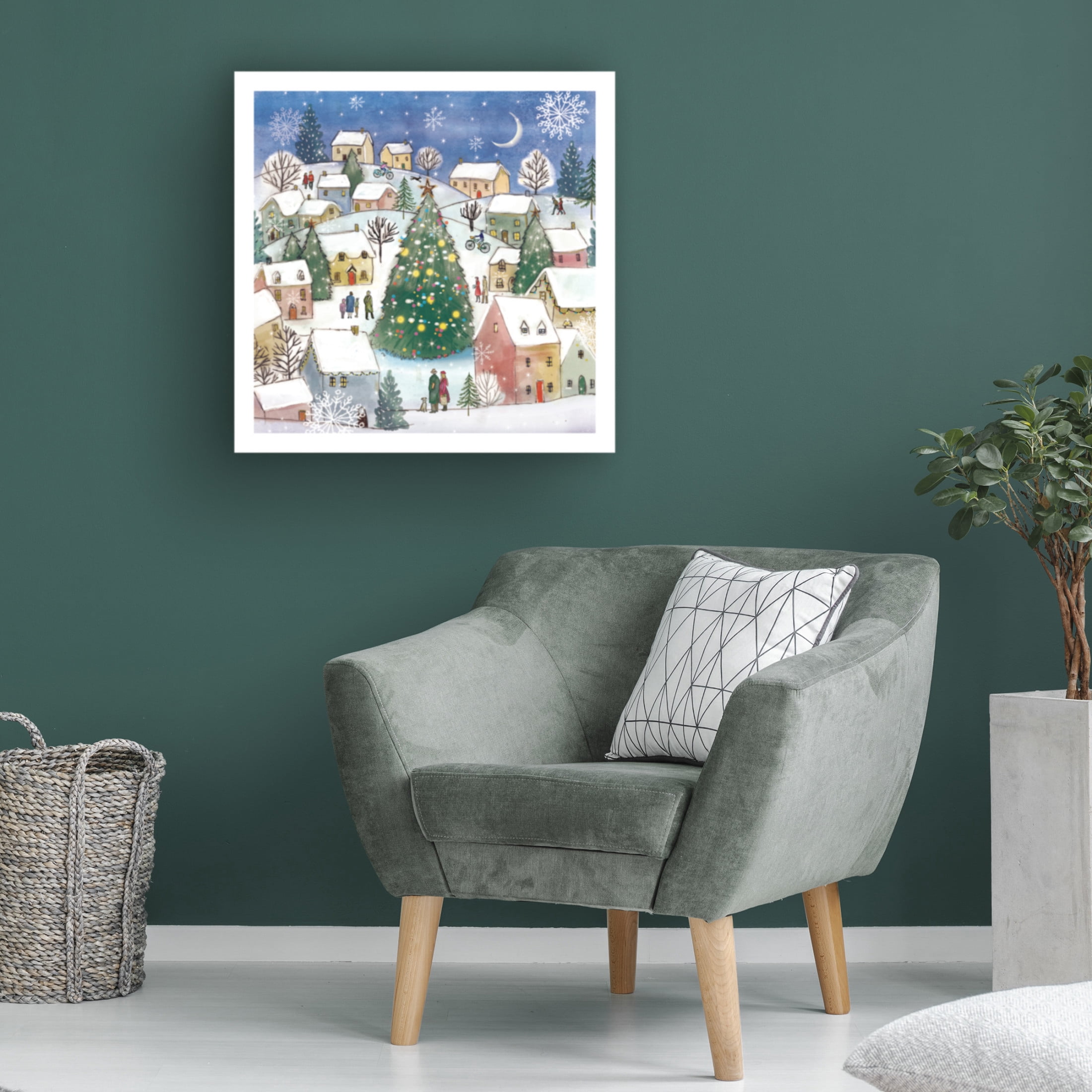 Canvas Wall Art - Paper Dove Co Ltd 'Town Tree' Wall Art for Living Room, Bedroom, or Office Décor by Trademark Fine Art - 18 x 18 Inches