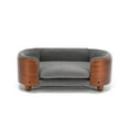 thumbnail image 2 of Pefilos 26" Elevated Pet Dog Bed with Solid Wood Legs and Walnut Bent Wood Back, Cashmere Cushion, Pet Sofa for Indoors Dogs, Gray, 2 of 9