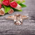thumbnail image 3 of Cushion Cut 1 Carat Morganite Engagement Ring Wedding Ring Promise Ring 10k Rose Gold Solitaire Anniversary Ring, 3 of 6