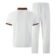 thumbnail image 4 of Xcmzpl Men's Walking Suits 2 Piece Short Sleeve T-Shirts Long Pants Waffle Knit Sweat Suits Tops Pants Sets Color Block Outfits with Pocket S-3XL, 4 of 6