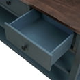 thumbnail image 5 of EUROCO 50" Retro Design Console Table, Storage Sofa Table with 2 Open Shelves, 3 Drawers, Pine Solid Wood Frame and Legs for Living Room, Navy, 5 of 8