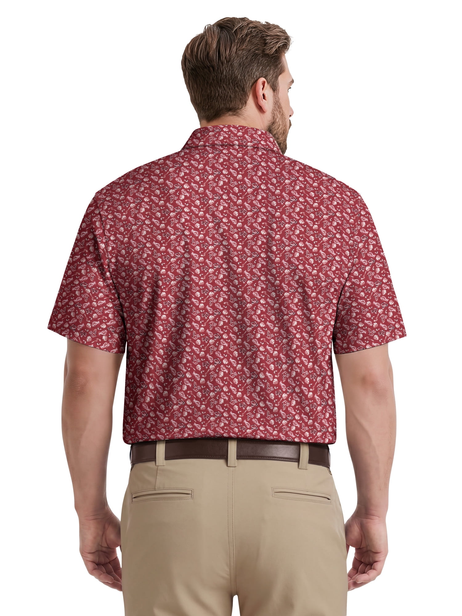 Ben Hogan Performance Men’s & Big Men's All-Over Tossed Print Short Sleeve Golf Polo Shirt, Sizes S-4XLT