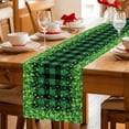 thumbnail image 5 of St. Patrick's Day Table Runner - 48 Inch Long Spring Shamrocks Farmhouse Green Checkered Cotton and Linen Blended Dress Scarves Farmhouse Table Runner for Kitchen Dining, Coffee Table, 13" x 48", 5 of 8
