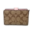 thumbnail image 4 of Coach Signature PVC Canvas Leather Medium Corner Zip Wallet, Khaki Blossom, 4 of 4