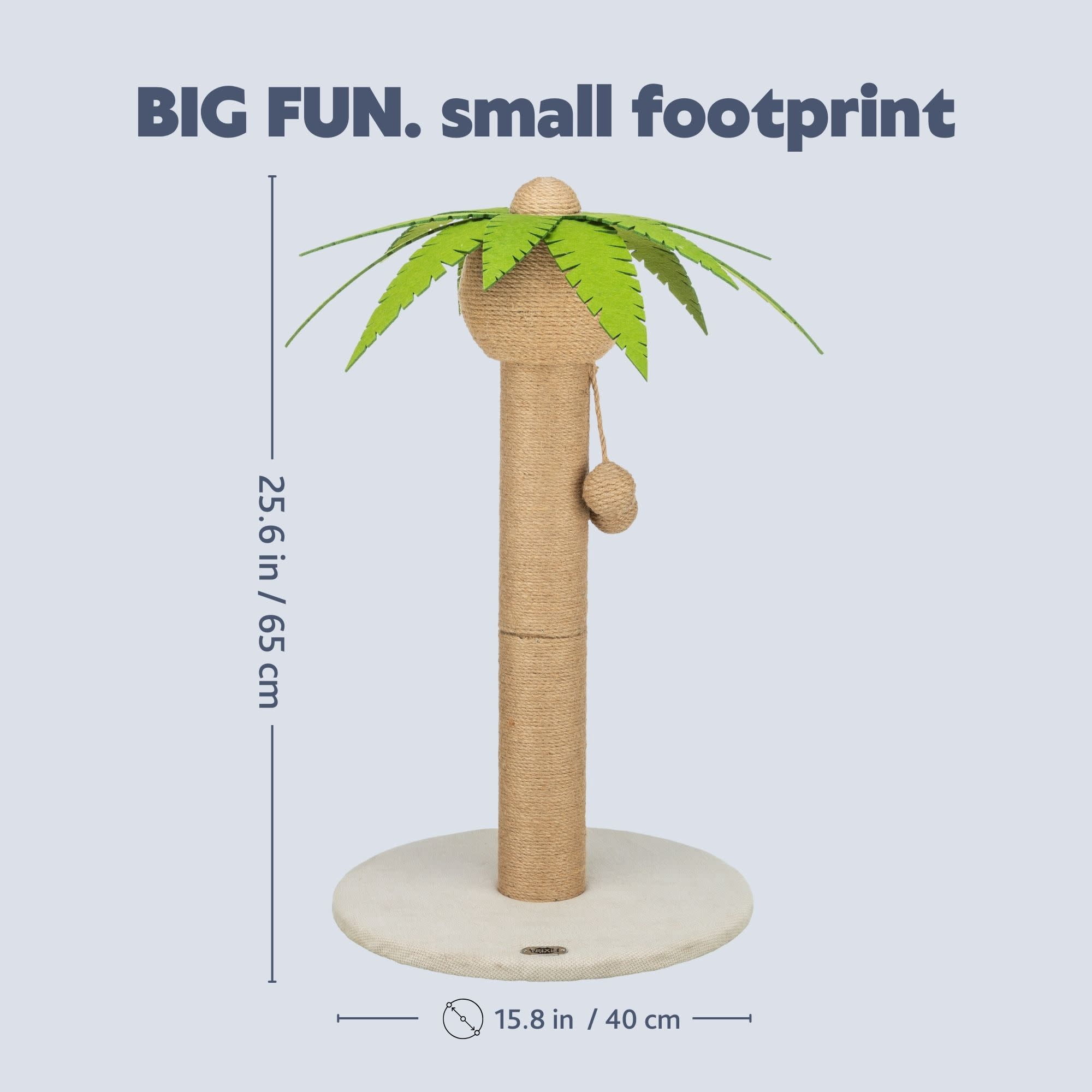 TRIXIE Palmela 25" Jute Scratching Post  - Cute Whimsical Cat Palm-Tree with Dangling Toys - Indoor Cat Scratcher Furniture