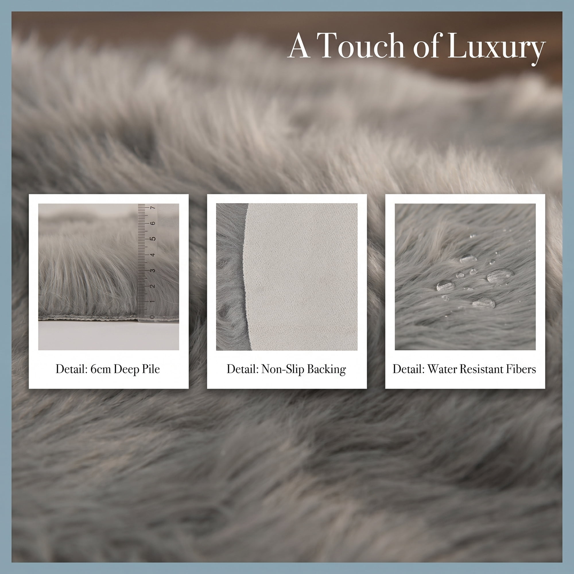 Unique Bargains Soft Shaggy Area Rug Washable Fluffy Bedroom Rug Non Slip 35" x 24" Gray