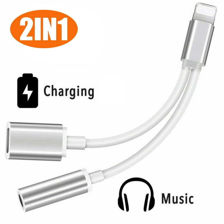 3.5 mm Headphone Jack & Charger Cable for iPhone Adapter, 2 in 1