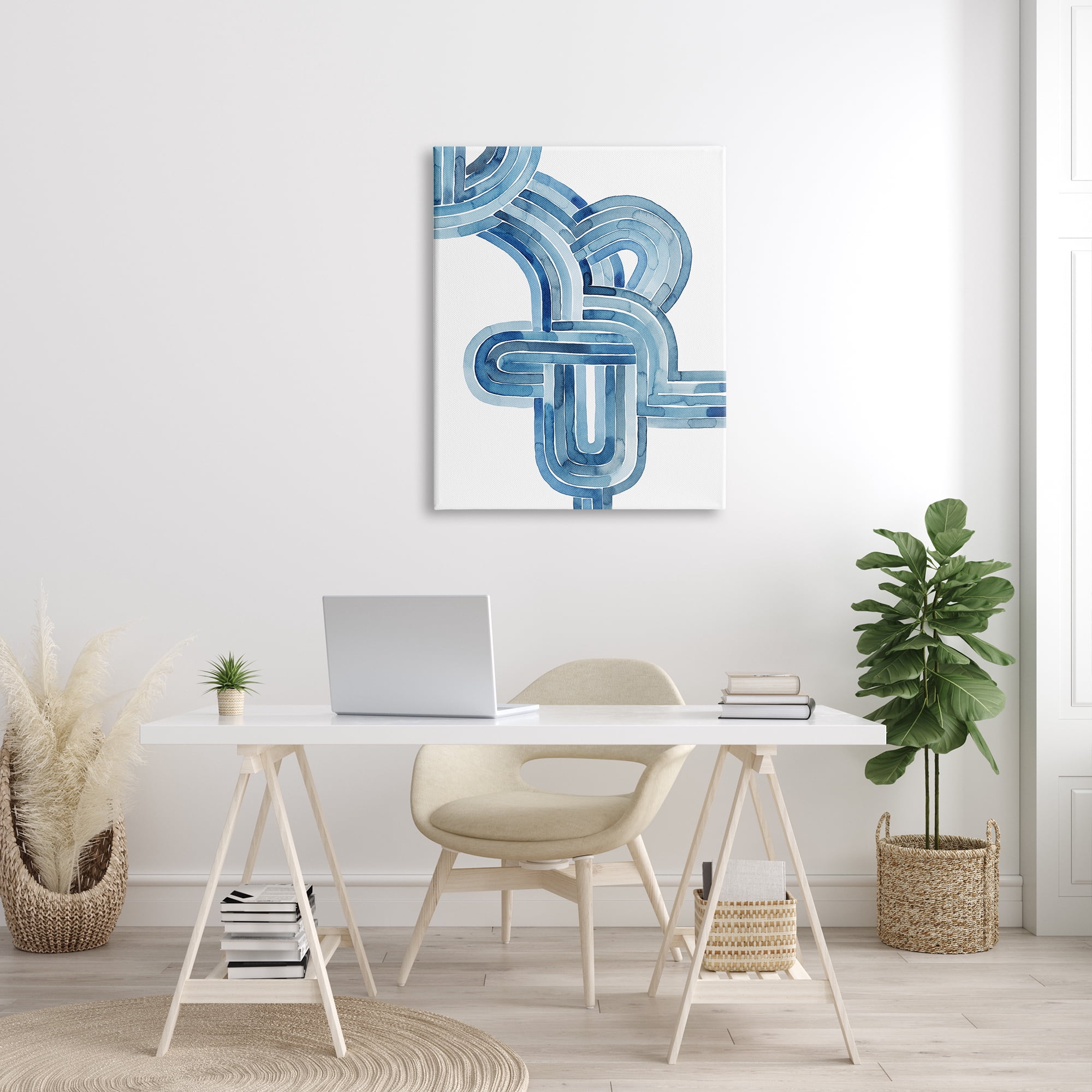 Stupell Industries Braided Blue Line Abstraction Modern Watercolor Weave, 30 x 40, Design by Grace Popp