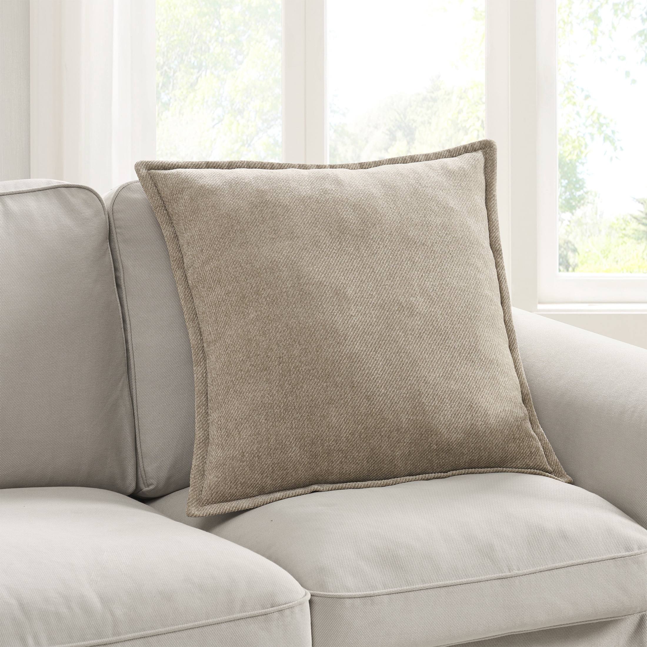 Mainstays 22" x 22" Washed Stone Taupe Chenille Flange Decorative Pillow